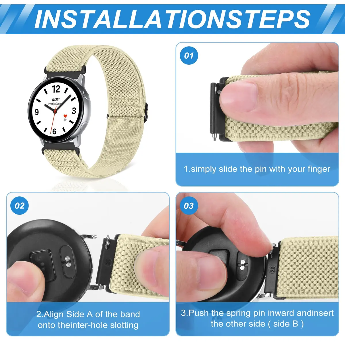 Relting Compatible with 16mm-24mm Watch Bands | Adjustable Nylon Solo Loop for Men & Women - view 3