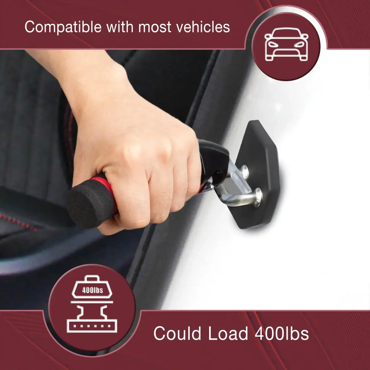 KOUNATSURI Car Door Handle for Elderly Red | 163g (5.75oz) Assist Support Bar - view 4
