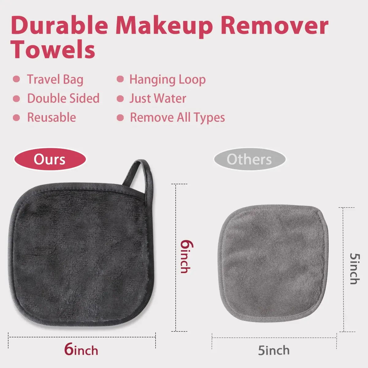 Natwag Reusable Microfiber Makeup Remover Cloths 6" x 6" (12 Pack, Mix Color) | Gentle Face Washcloths for Sensitive Skin - view 6