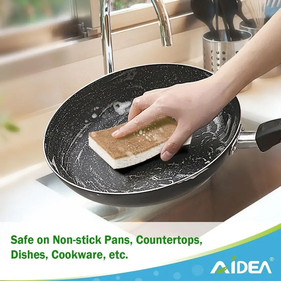 AIDEA Natural Cellulose & Sisal Sponges 12-Pack | Gentle, Non-Scratch Cleaning for Cookware & Surfaces - view 7
