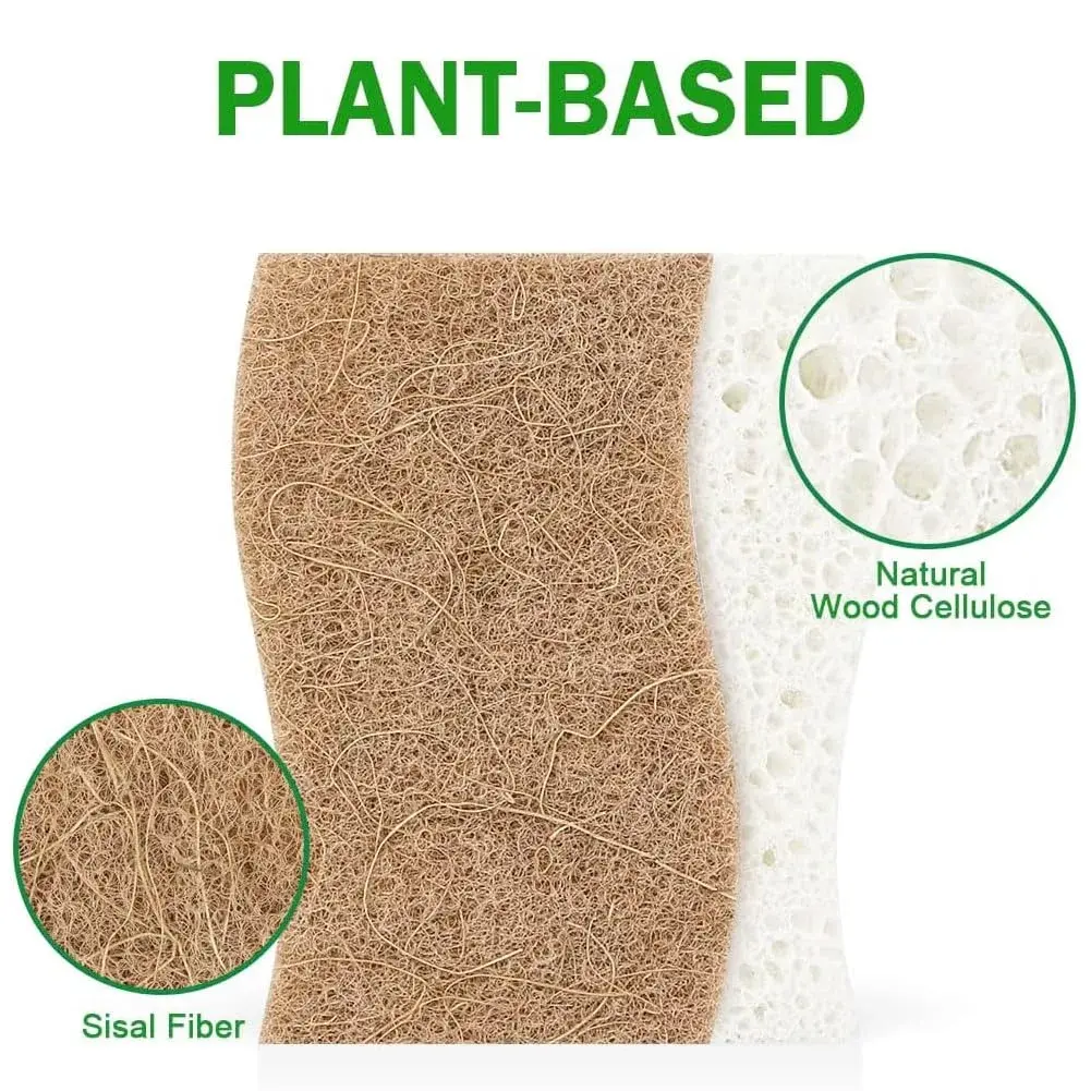 AIDEA Natural Cellulose & Sisal Sponges 12-Pack | Gentle, Non-Scratch Cleaning for Cookware & Surfaces - view 2