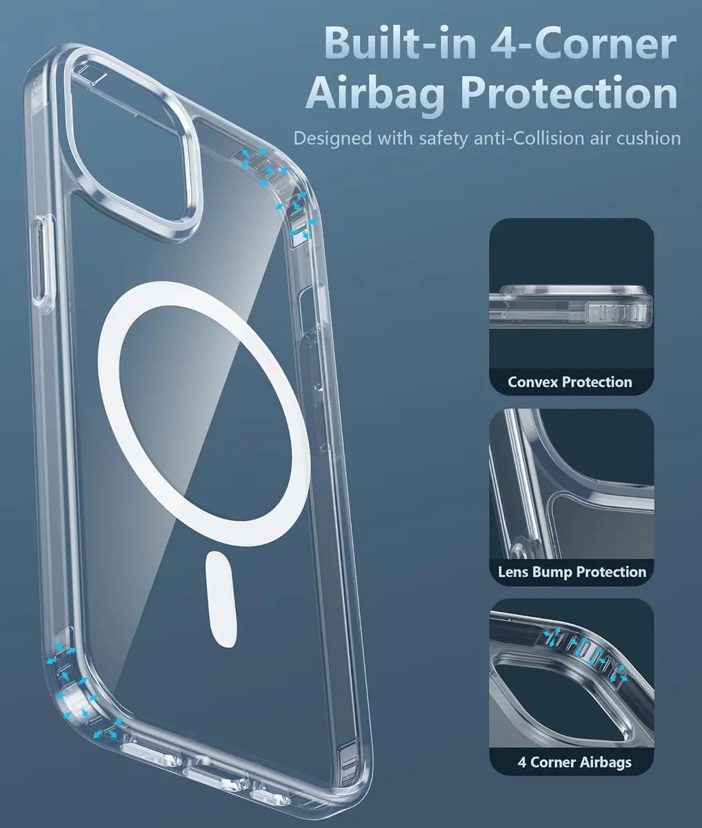 FNTCASE Clear Magnetic Case for iPhone 13/14 (6.1 Inch) | Military Grade Drop Protection with Screen Protector - view 5
