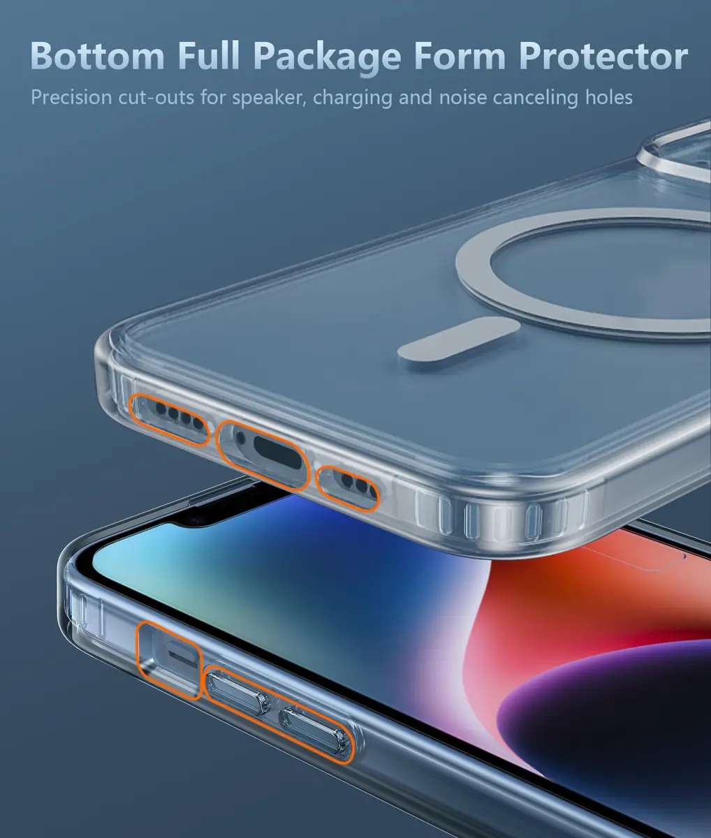 FNTCASE Clear Magnetic Case for iPhone 13/14 (6.1 Inch) | Military Grade Drop Protection with Screen Protector - view 6