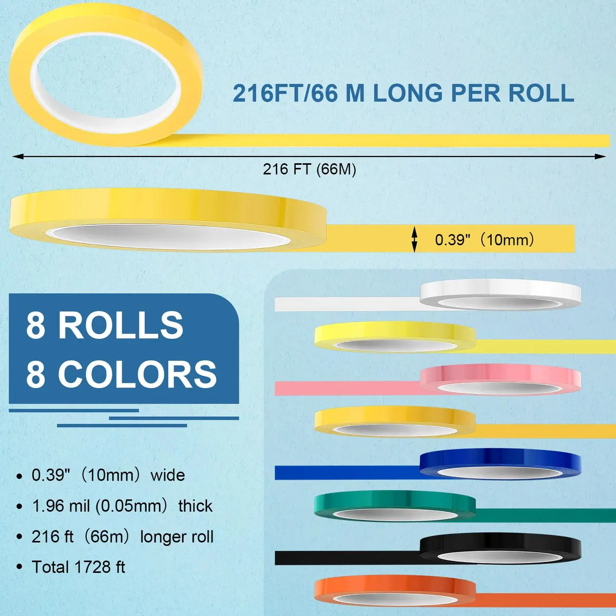 Frienda 8 Rolls Colors Autoclave Tape Surgical Instrument Tapes | High Temp, Steam Cleanable, Classify & Identify - view 2