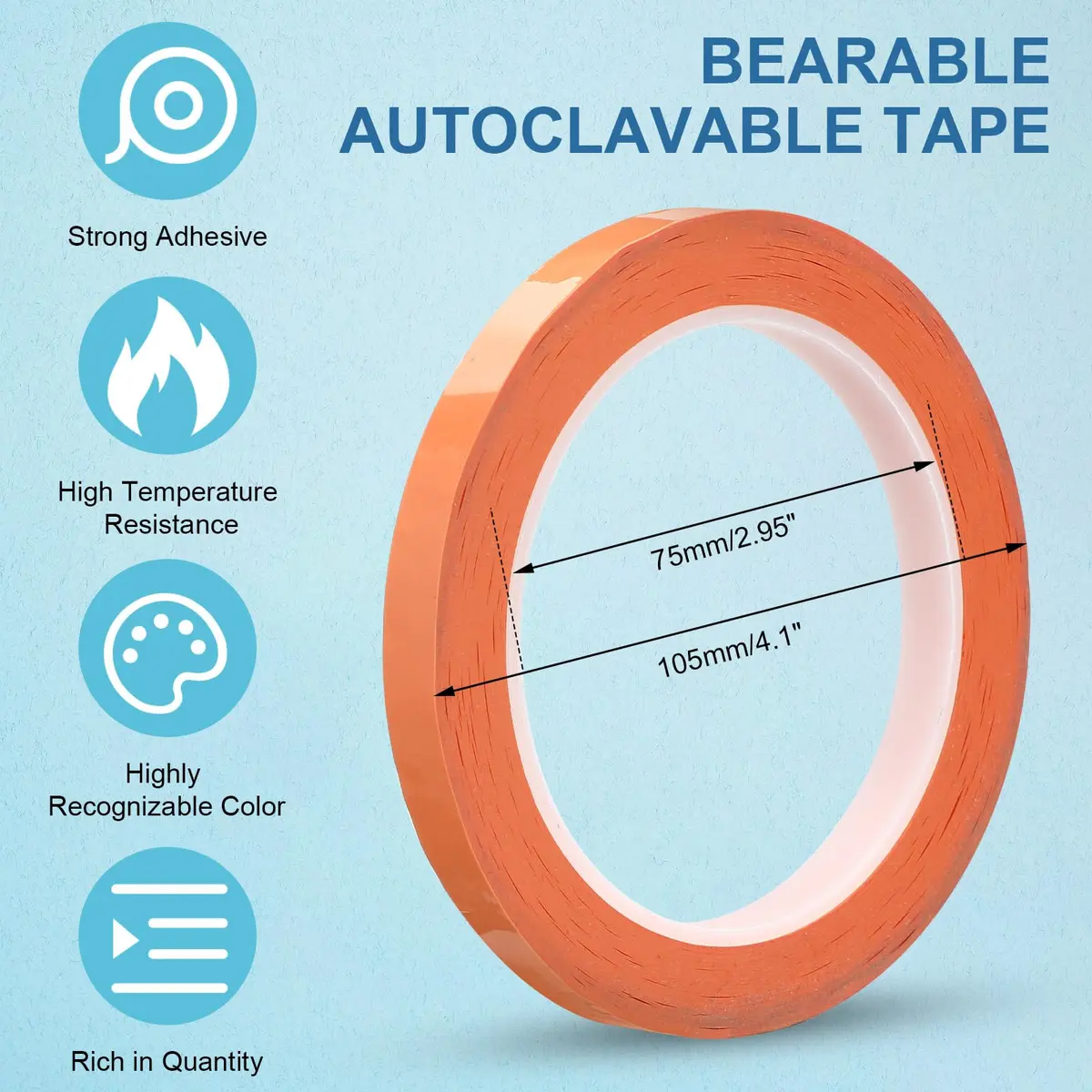 Frienda 8 Rolls Colors Autoclave Tape Surgical Instrument Tapes | High Temp, Steam Cleanable, Classify & Identify - view 3