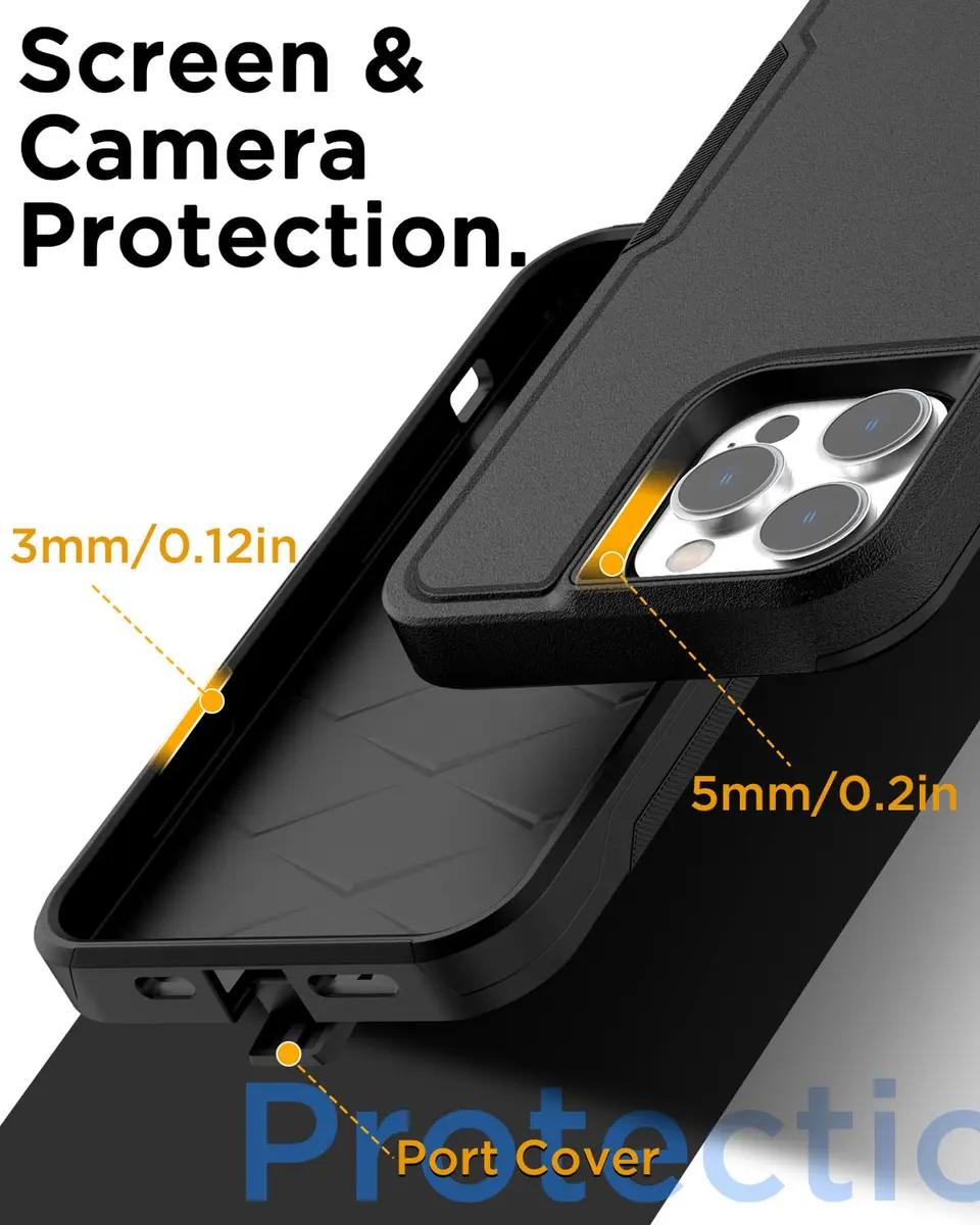 AICase iPhone 15 Pro Max Case with Glass Screen Protector & Camera Lens | Heavy Duty Drop Protection - view 6