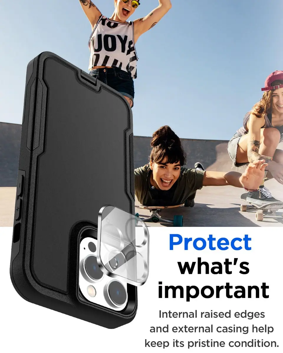 AICase iPhone 15 Pro Max Case with Glass Screen Protector & Camera Lens | Heavy Duty Drop Protection - view 3