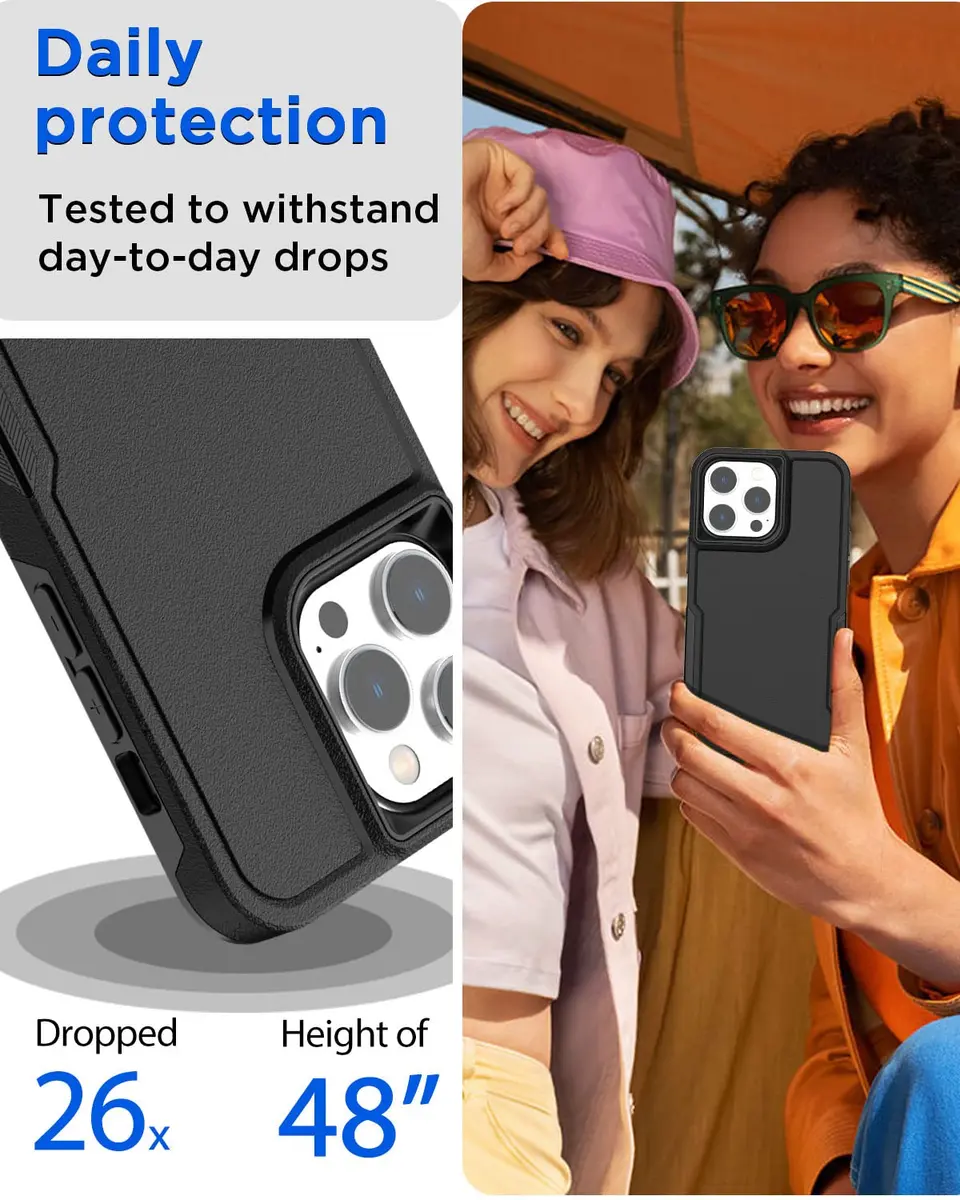 AICase iPhone 15 Pro Max Case with Glass Screen Protector & Camera Lens | Heavy Duty Drop Protection - view 4
