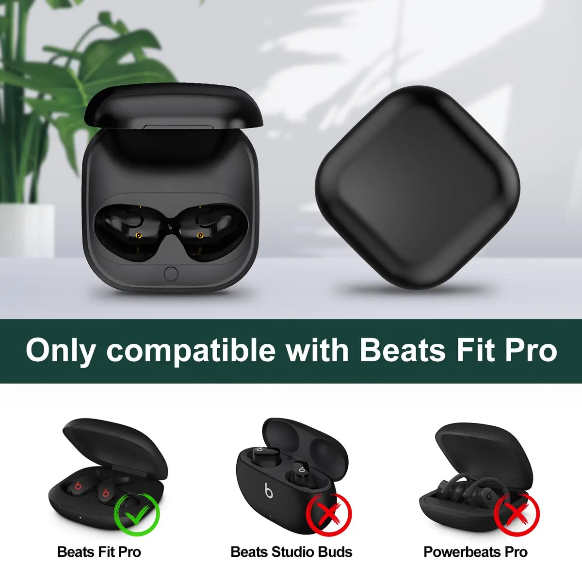 leQuiven Wireless Charging Case for Beats Fit Pro, Black | 700mAh Battery, Bluetooth Pairing - view 2