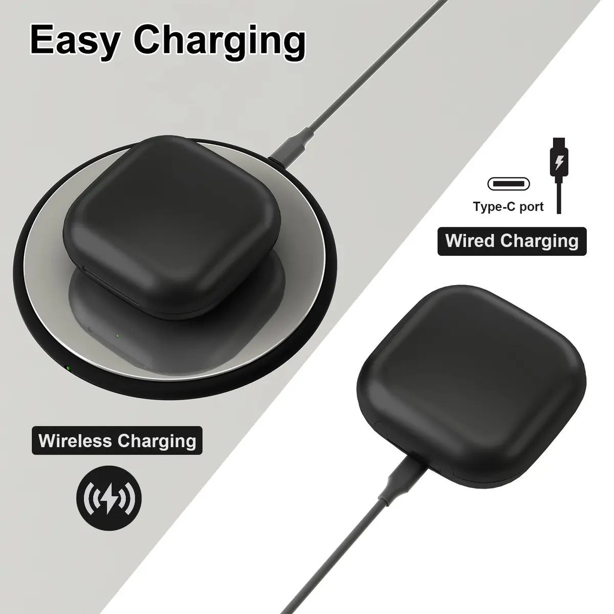 leQuiven Wireless Charging Case for Beats Fit Pro, Black | 700mAh Battery, Bluetooth Pairing - view 4