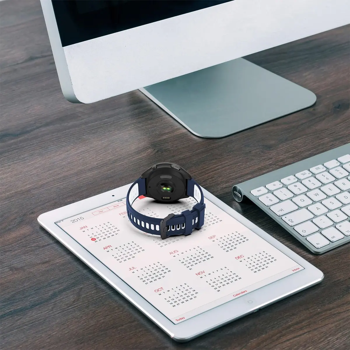 TopPerfekt Silicone Watch Band for Garmin Forerunner 965, 955, 935, 22mm | Navy-White - view 6