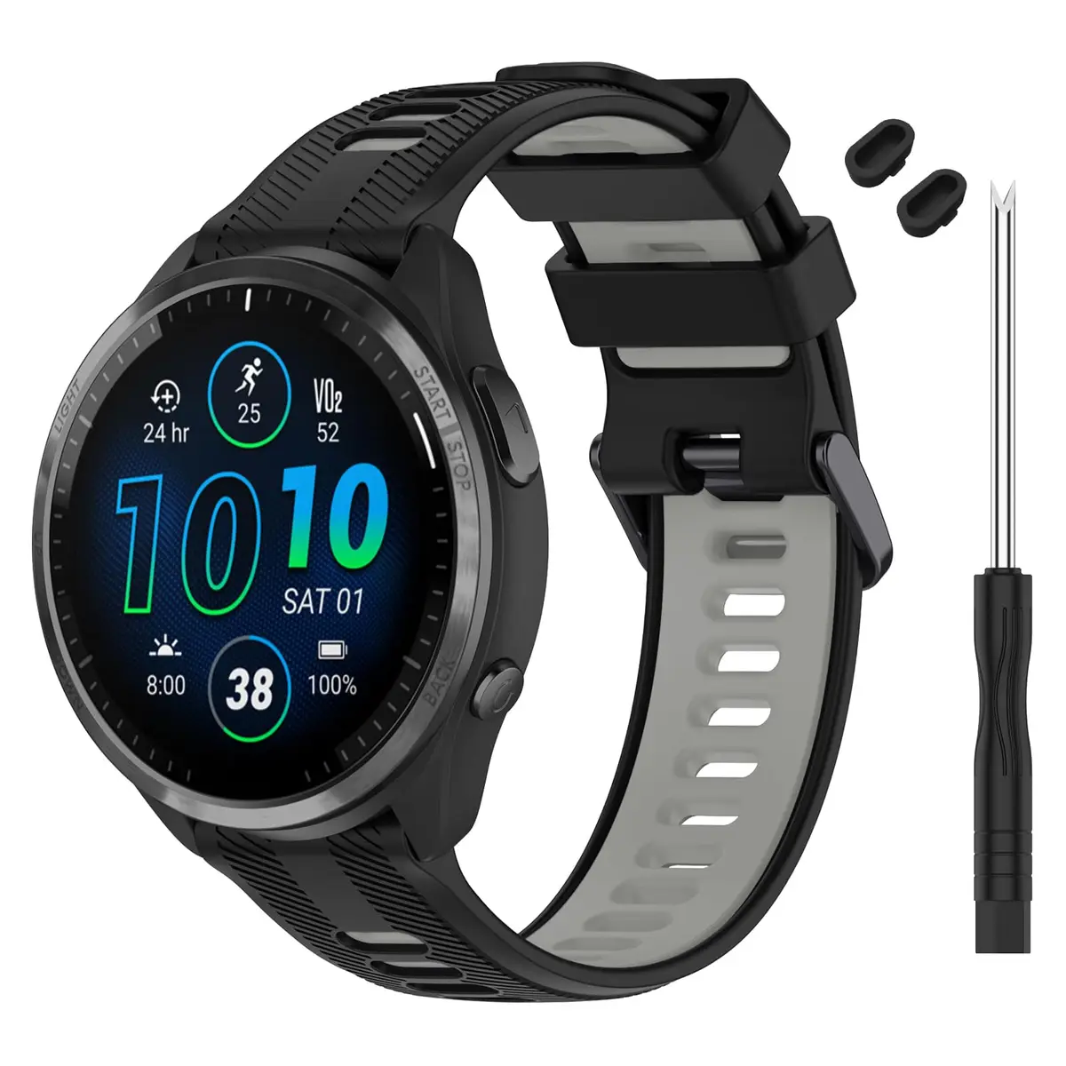 TopPerfekt Silicone Watch Band for Garmin Forerunner 965/955/935/Descent G1/Instinct/Fenix 5/6/7/8/MARQ 22mm | Breathable & Lightweight - main product image