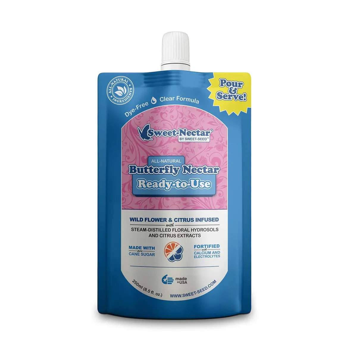 Sweet-Seed Butterfly Nectar 8oz | Ready to Use, Extends Nectar Life for Feeders - main product image