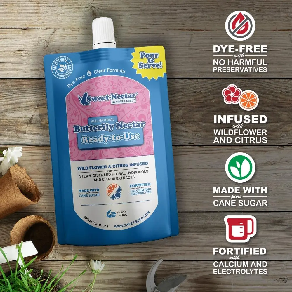 Sweet-Seed Butterfly Nectar 8oz | Ready to Use, Extends Nectar Life for Feeders - view 4