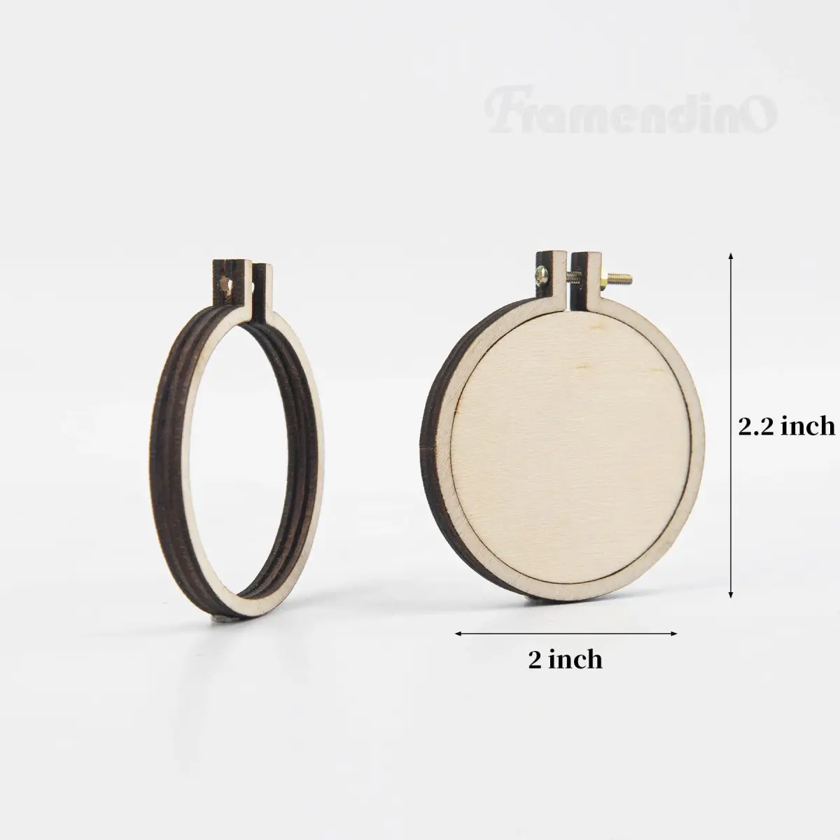 Framendino Mini Embroidery Hoop 2.2x2 Inch (20 Pack) | Natural Wood Craft Hoops for DIY Hanging Ornaments - view 2