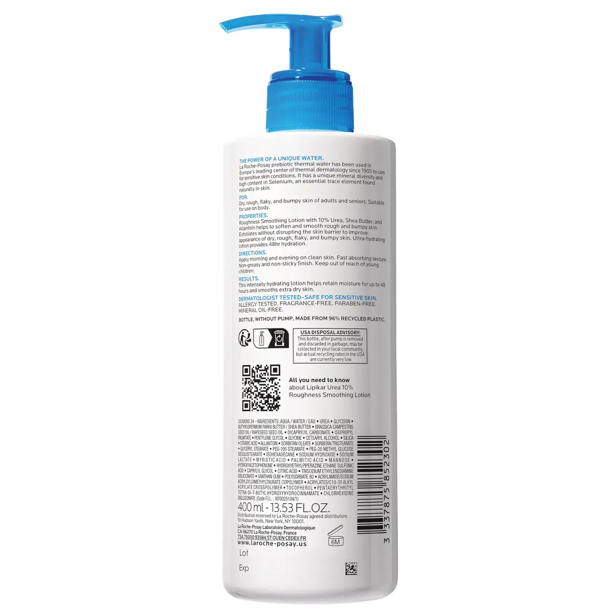 La Roche-Posay Lipikar Urea 10% Body Lotion for Dry Skin | 13.52oz, Ultra-Hydrating & Exfoliating - view 7