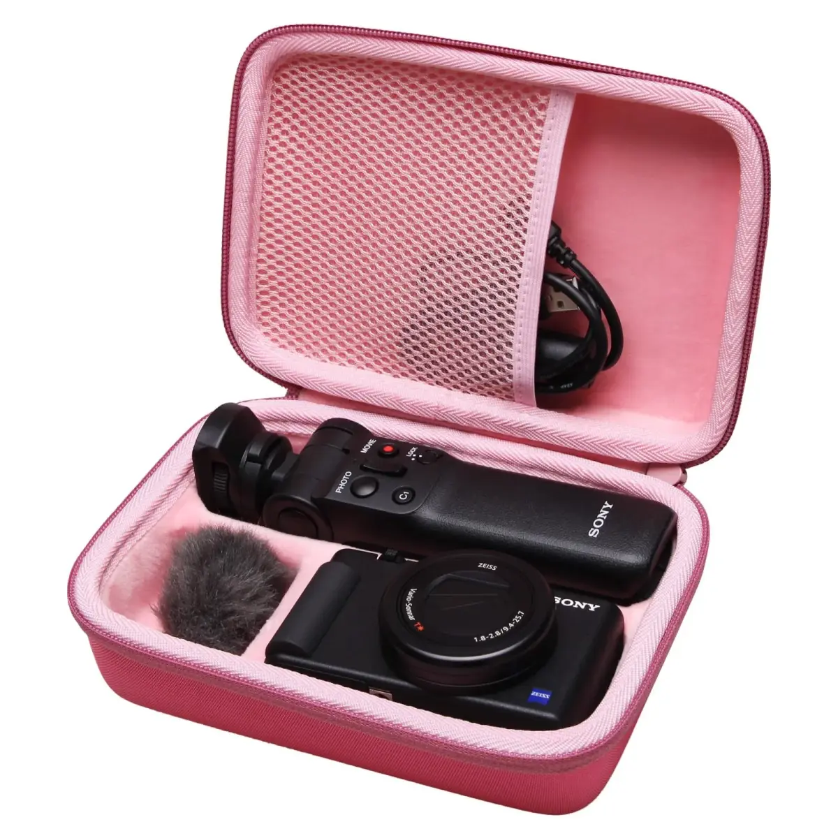 L LTGEM Hard Camera Case for Sony ZV-1F/ZV-1/ZV-1 II Vlog Camera, Tripod, Accessories | 19.5cm (7.7") Rose - main product image