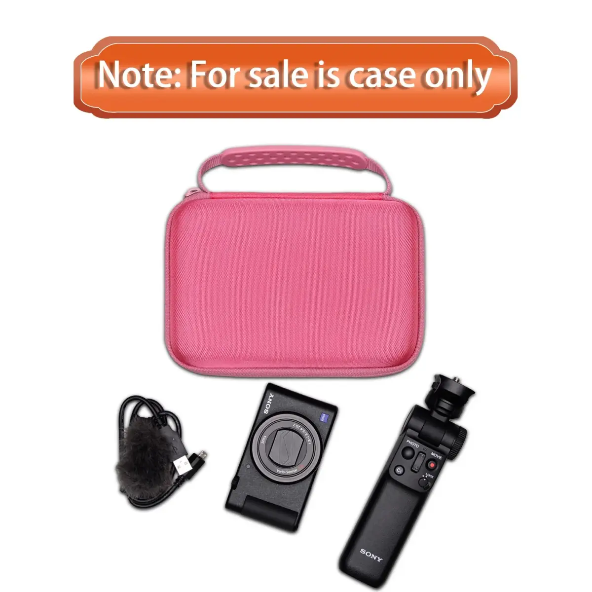L LTGEM Hard Camera Case for Sony ZV-1F/ZV-1/ZV-1 II Vlog Camera, Tripod, Accessories | 19.5cm (7.7") Rose - view 8