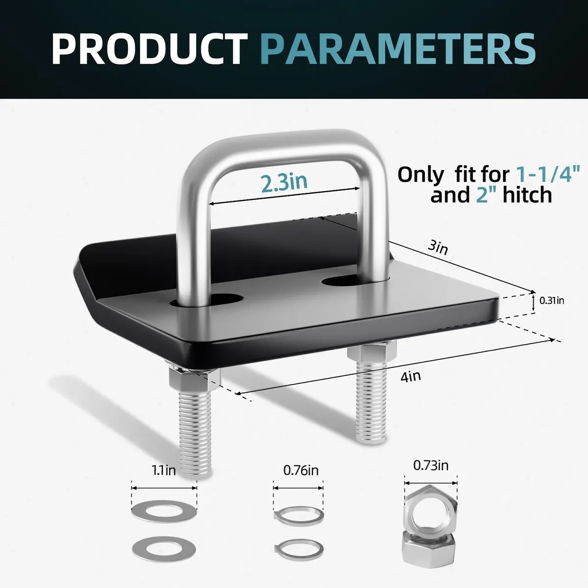 CROSSHIP Hitch Tightener for 1.25" and 2" | Anti Rattle Stabilizer for Stable Towing (70-120c) - view 3