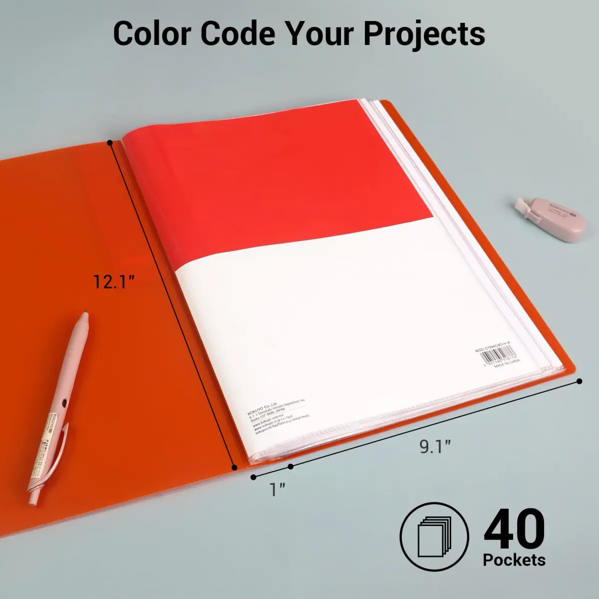 Kokuyo 40-Pocket Binder with Plastic Sleeves, A4 Size | Clear Sheet Protectors for 80 Pages - view 2