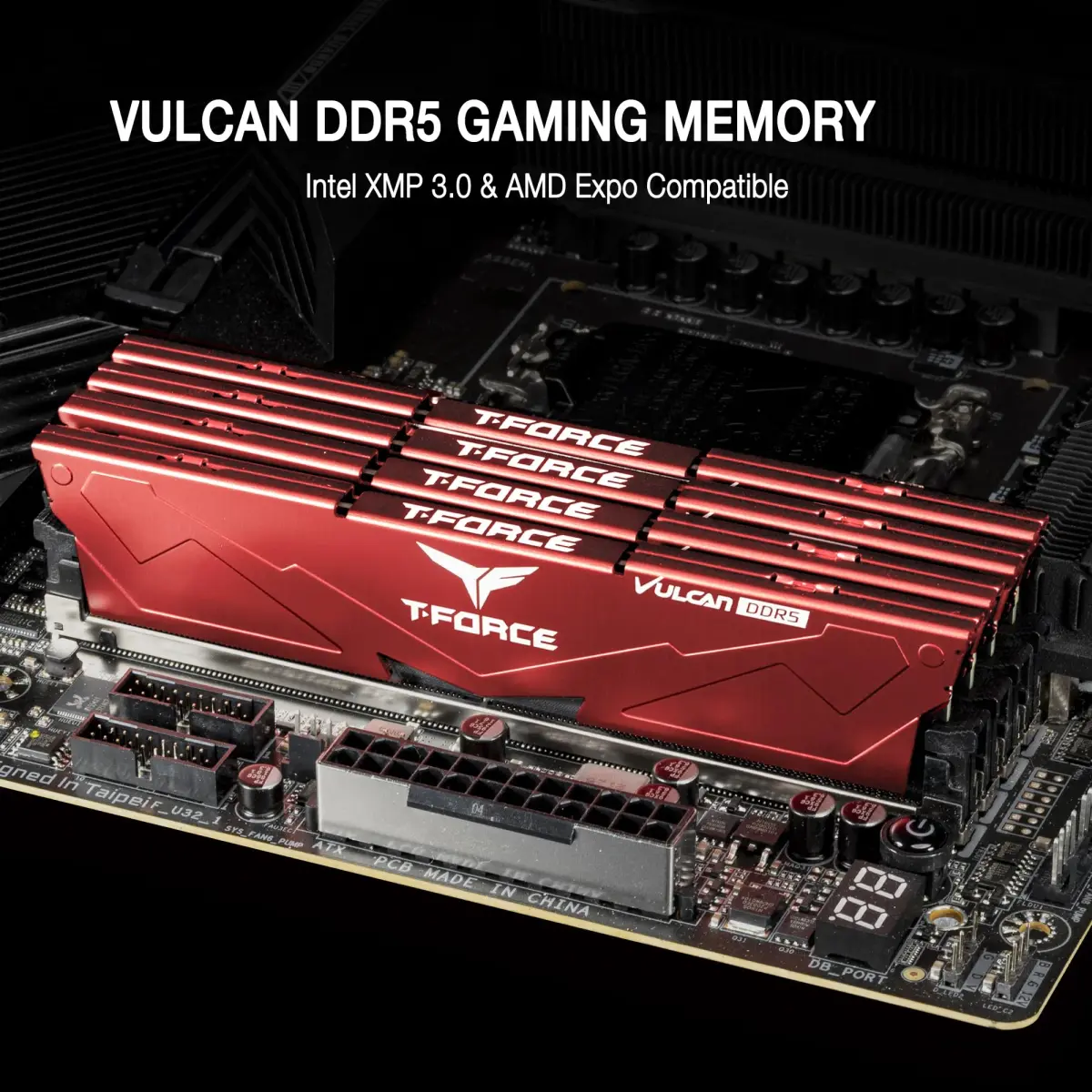 TEAMGROUP T-Force Vulcan DDR5 32GB (2x16GB) 6000MHz CL30 Red | High-Performance Desktop Memory Module - view 2
