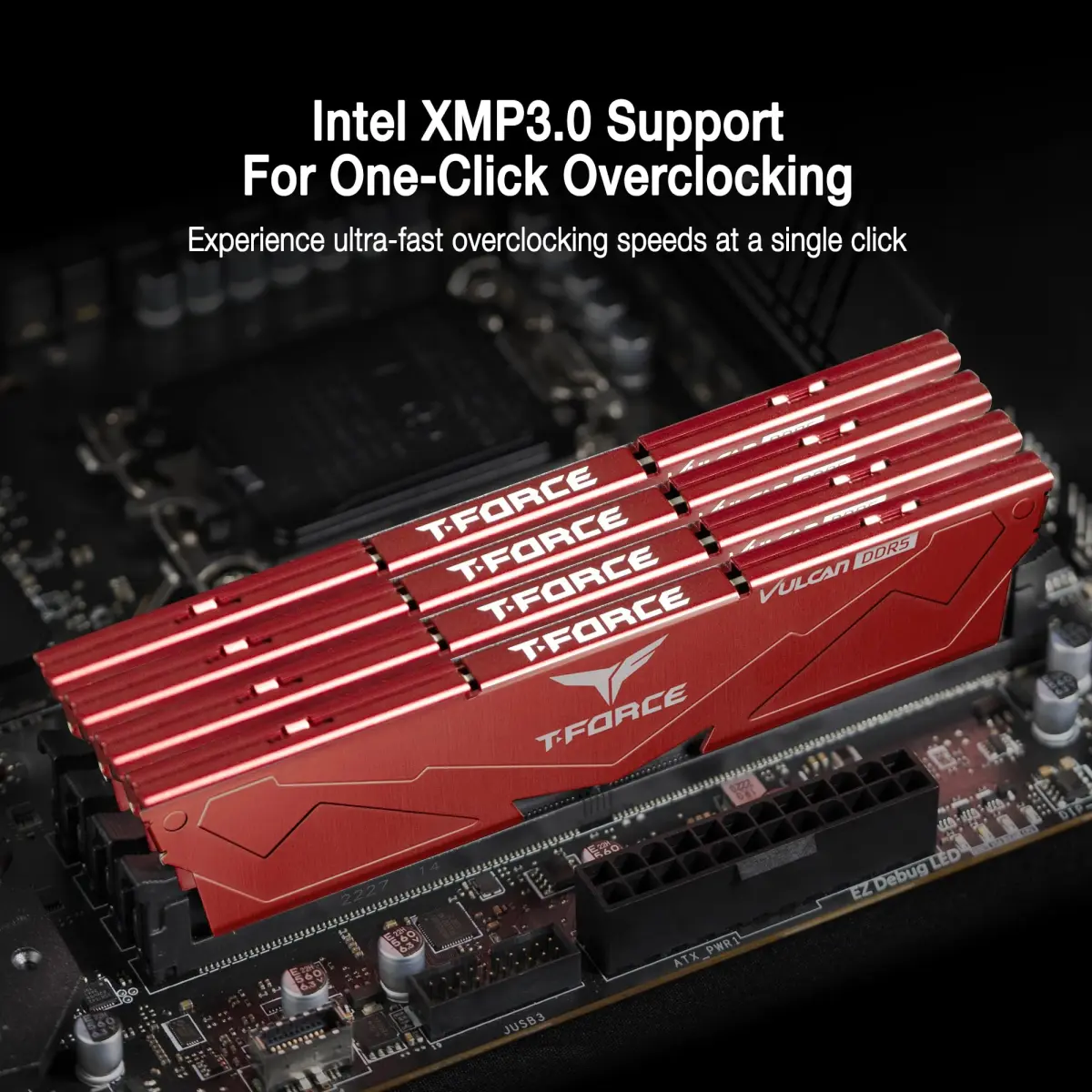 TEAMGROUP T-Force Vulcan DDR5 32GB (2x16GB) 6000MHz CL30 Red | High-Performance Desktop Memory Module - view 3