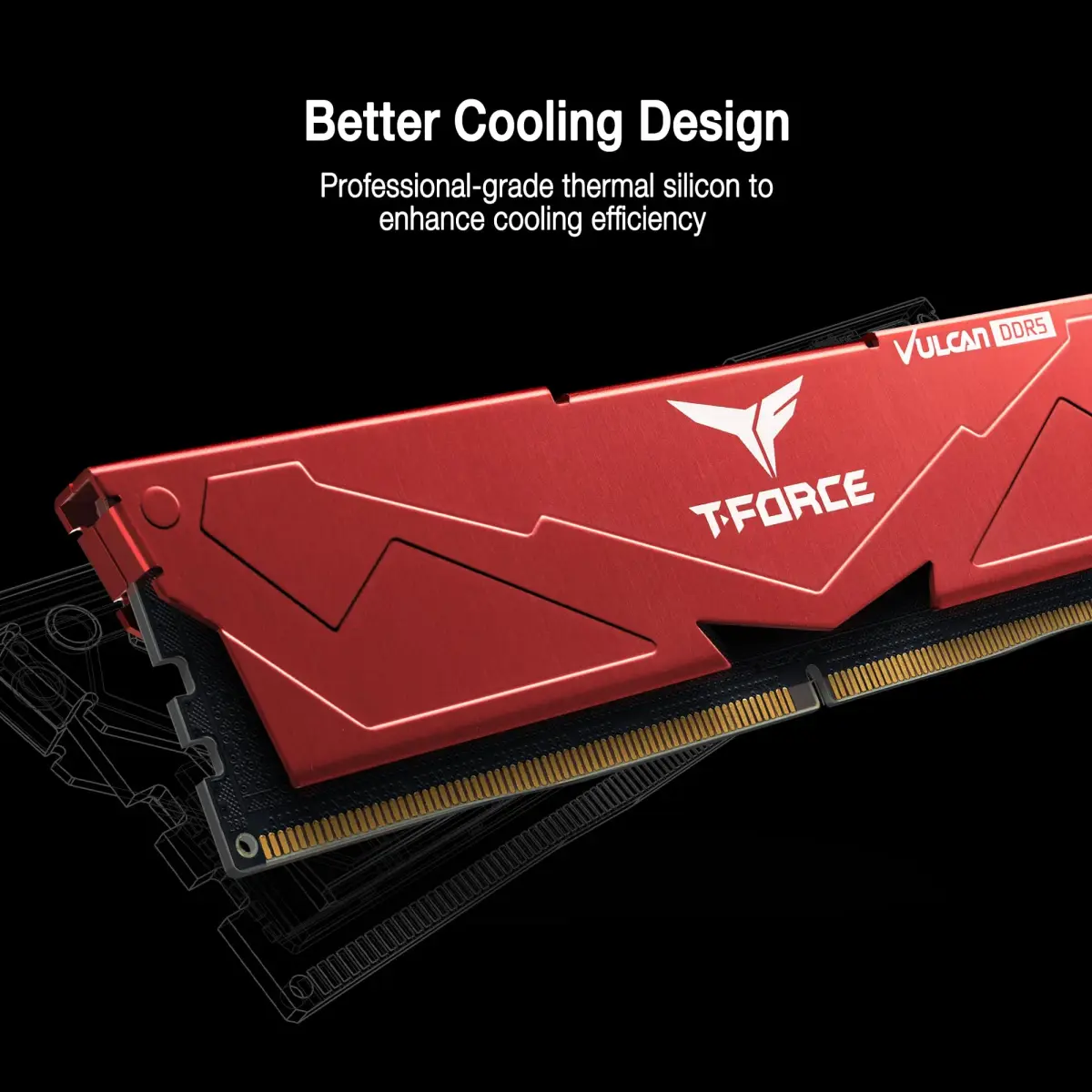 TEAMGROUP T-Force Vulcan DDR5 32GB (2x16GB) 6000MHz CL30 Red | High-Performance Desktop Memory Module - view 4