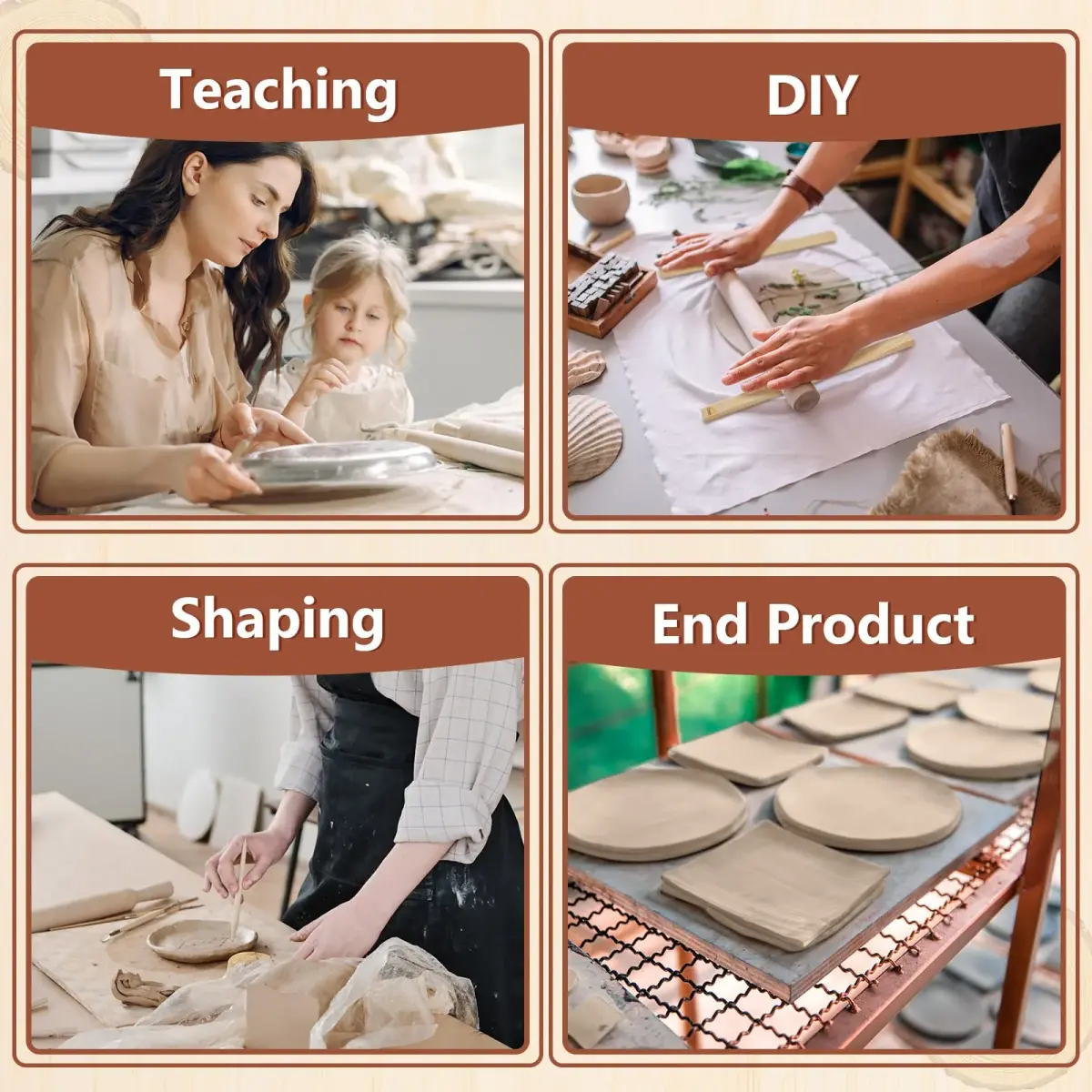 Sasylvia 20 Pcs Wood Clay Rolling Pin Guides, 10 Sizes, 34cm (13.4in) | Flat Clay Rolling Tools for Sculpting - view 6