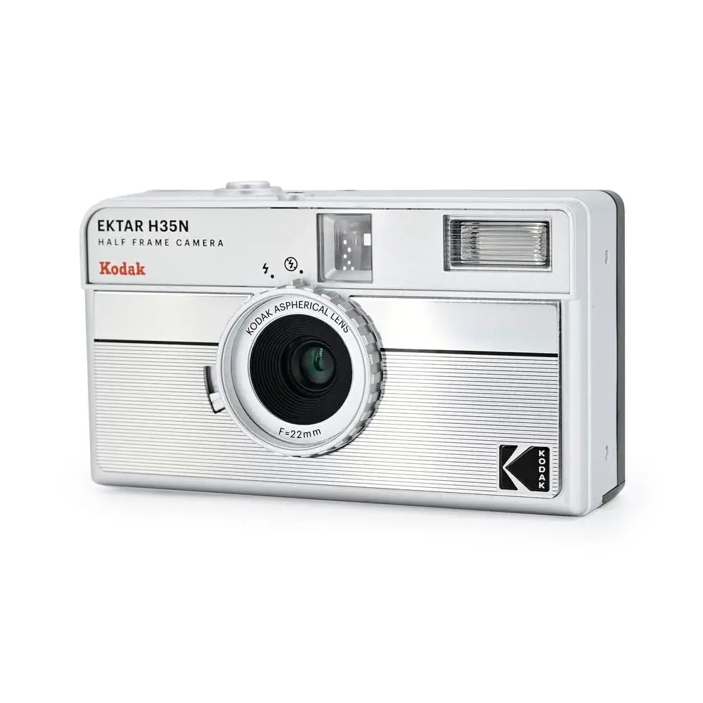 Kodak EKTAR H35N Half Frame Film Camera, 35mm, Striped Silver | Built-in Star Filter, Bulb Function - view 2