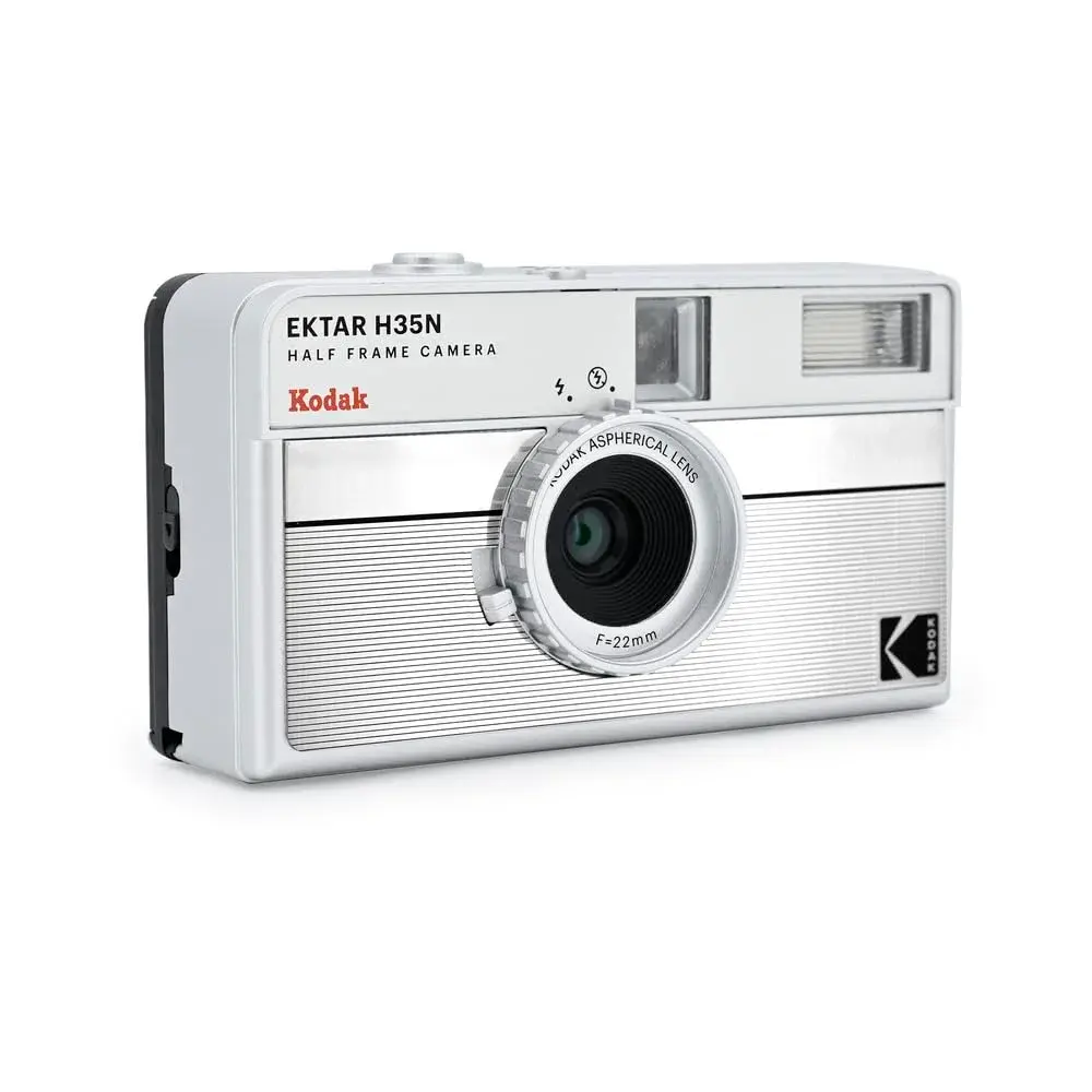 Kodak EKTAR H35N Half Frame Film Camera, 35mm, Striped Silver | Built-in Star Filter, Bulb Function - view 3