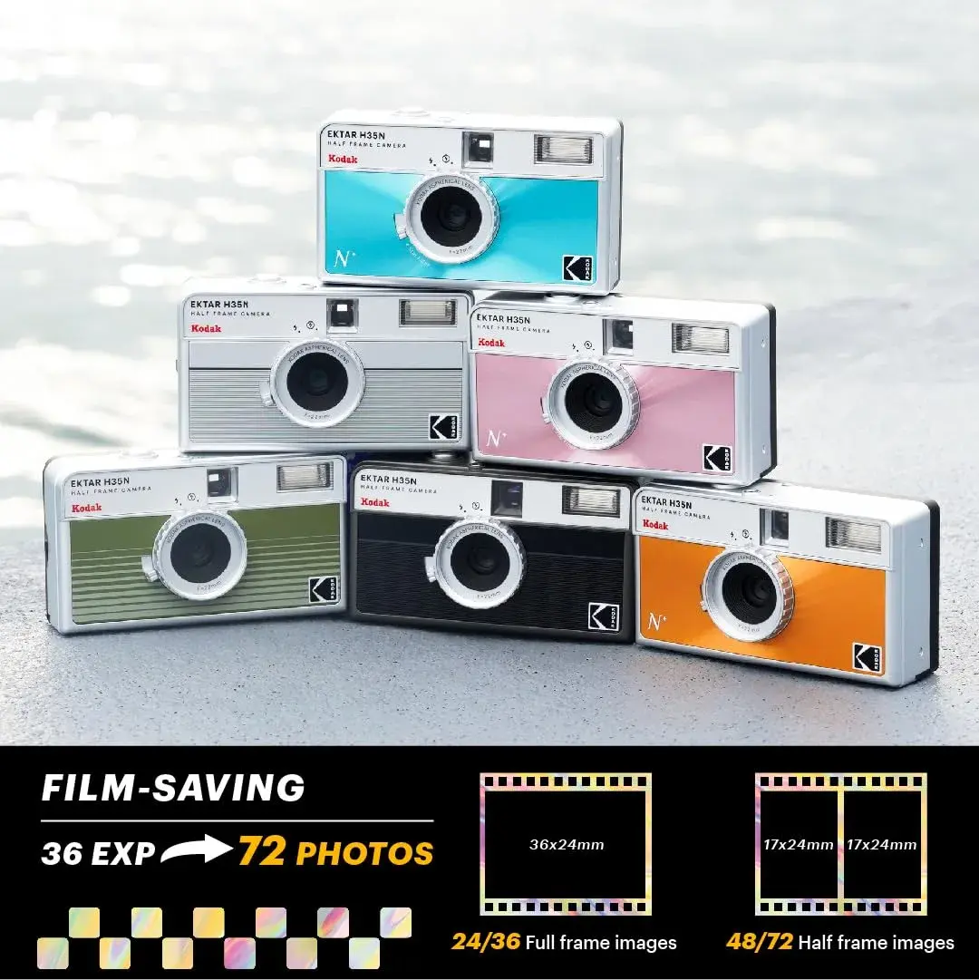 Kodak EKTAR H35N Half Frame Film Camera, 35mm, Reusable, Focus-Free, Bulb Function, Built-in Star Filter, Coated Improved Lens (Glazed Orange) - view 9