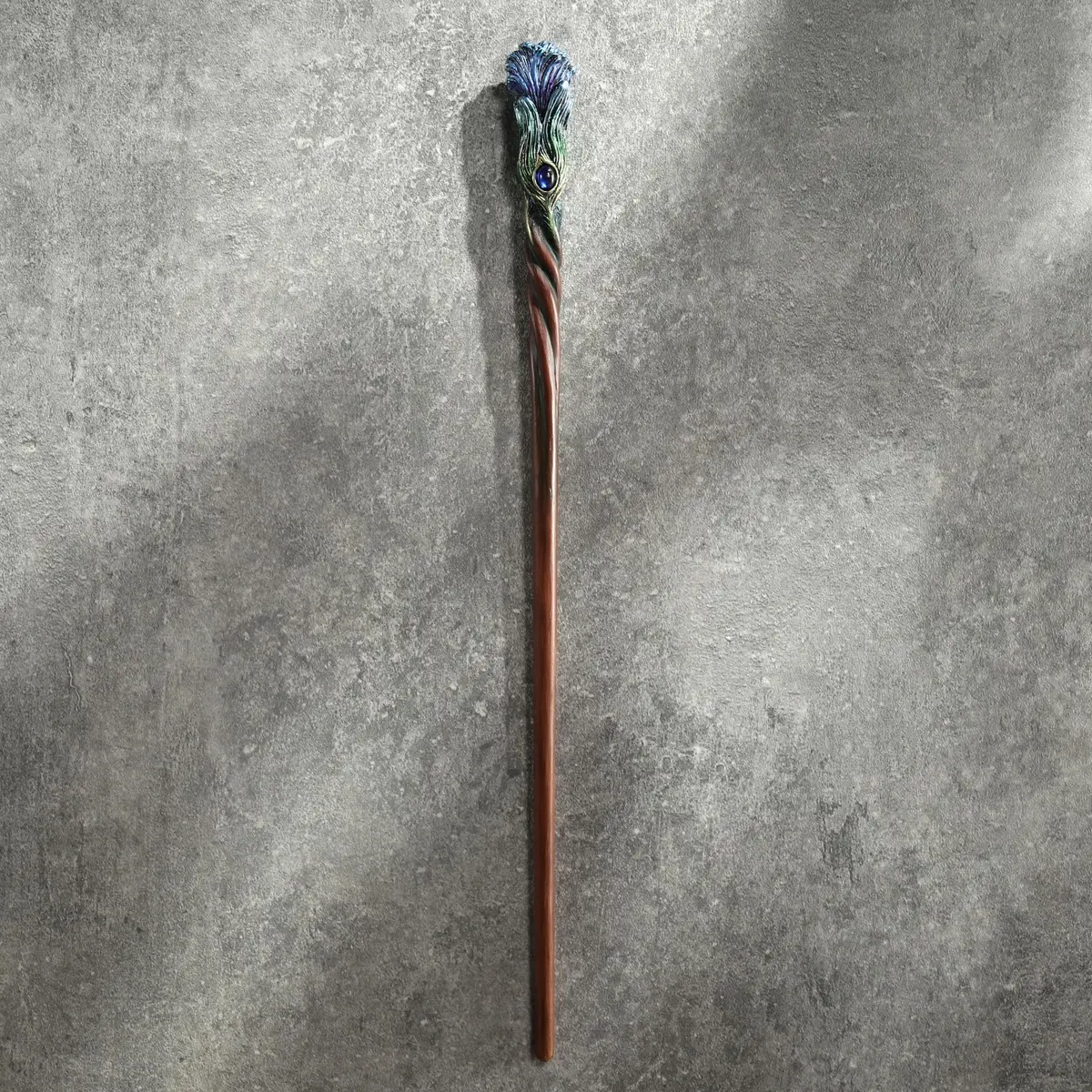 Veronese Design Sapphire Plume Peacock Magic Wand 36 cm (14 1/8 Inch) | Hand-Painted Wizard Prop - view 2