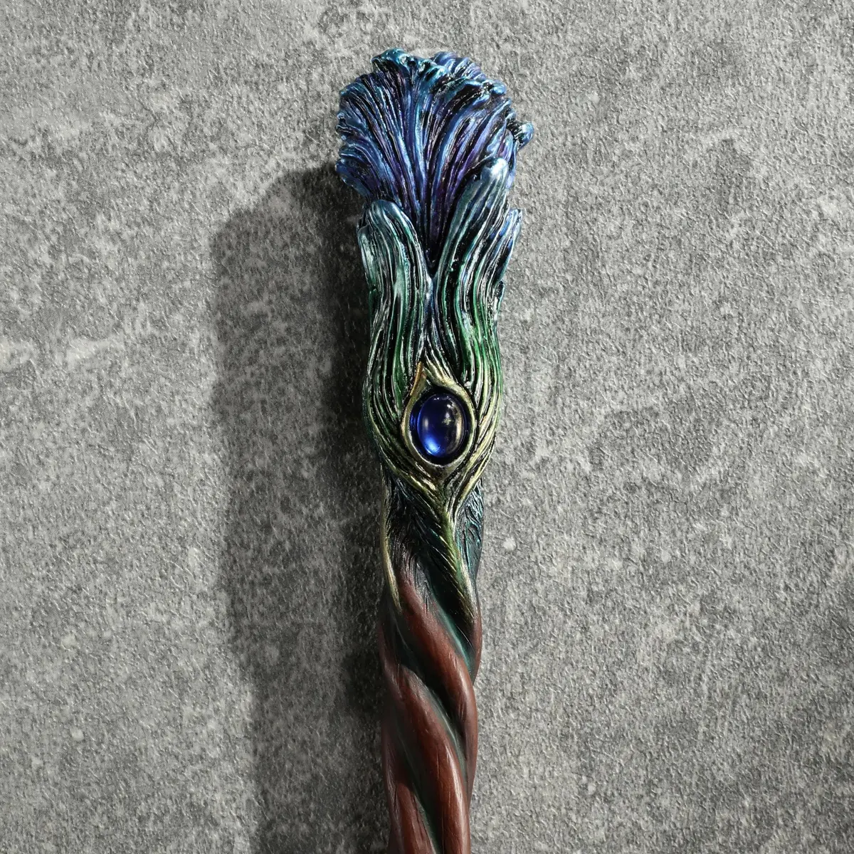 Veronese Design Sapphire Plume Peacock Magic Wand 36 cm (14 1/8 Inch) | Hand-Painted Wizard Prop - view 3