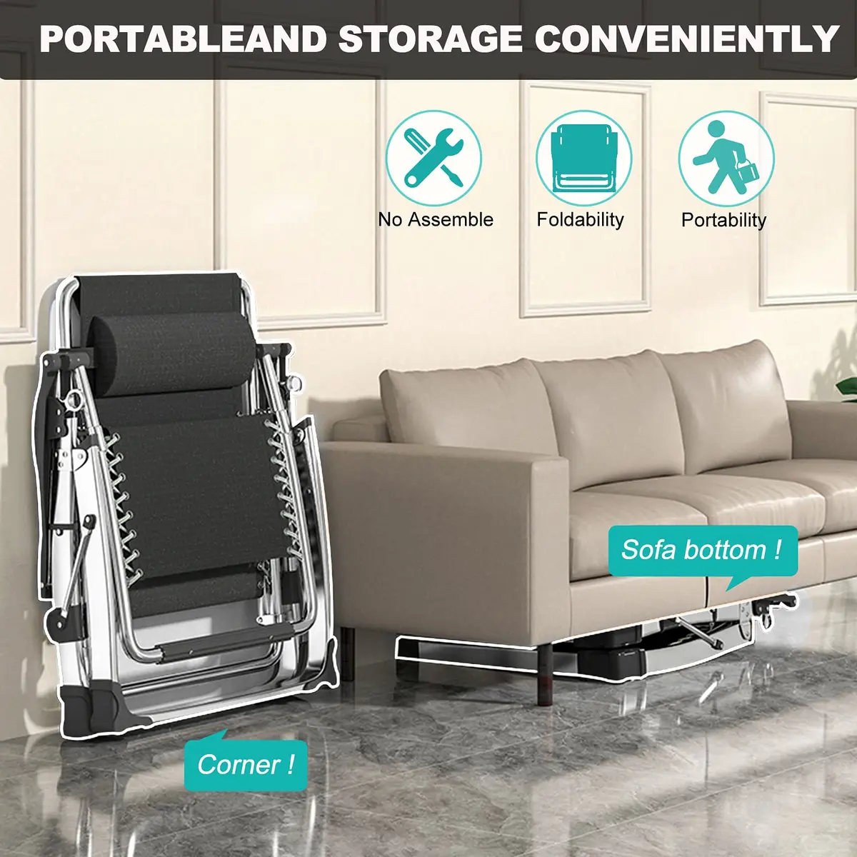 MOPHOTO Zero Gravity Chair Outdoor Padded Lounge Chair Supports up to 200kg - view 6