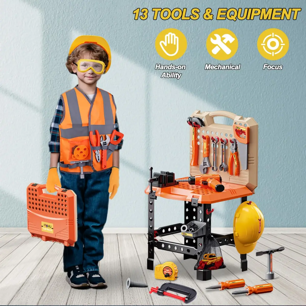 Magic4U Kids Tool Bench 95 Pcs Set | Pretend Play Construction Toys for Age 3-8 - view 5