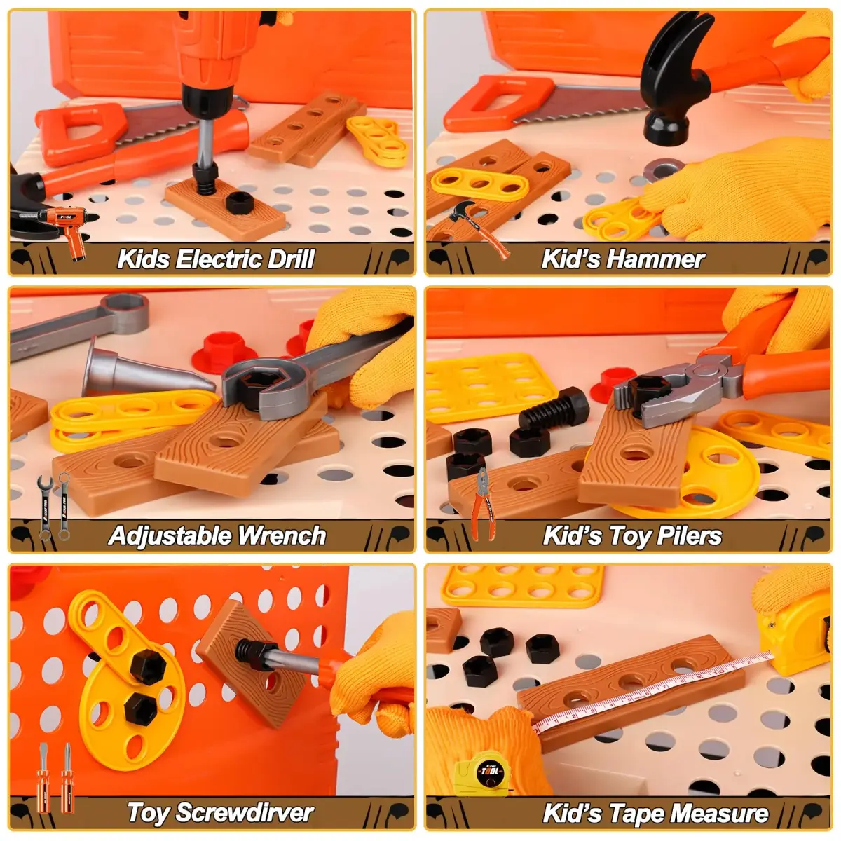 Magic4U Kids Tool Bench 95 Pcs Set | Pretend Play Construction Toys for Age 3-8 - view 6