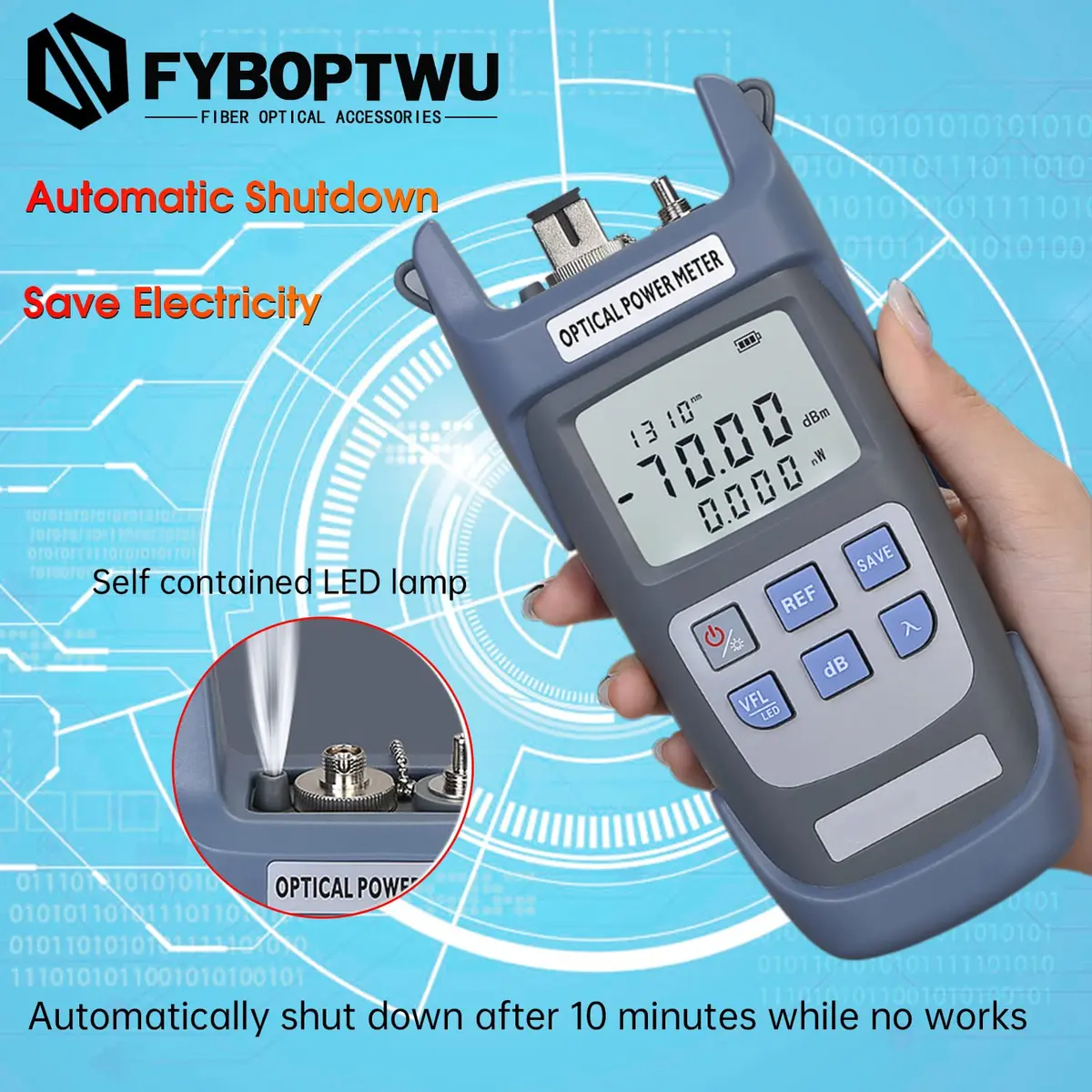 fyboptwu 3-in-1 Fiber Tester OPM+VFL with LED, 2-Pack | Optical Power Meter & Visual Fault Locator - view 5