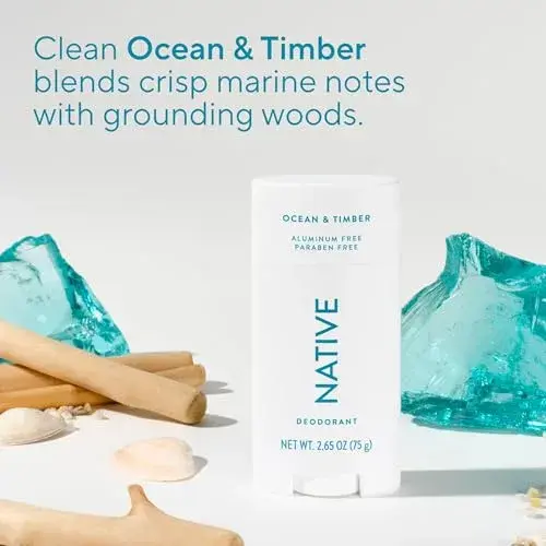 Native Natural Deodorant Stick Ocean & Timber 75.6 g (2.65 oz) | 72-Hour Odor Protection - view 4
