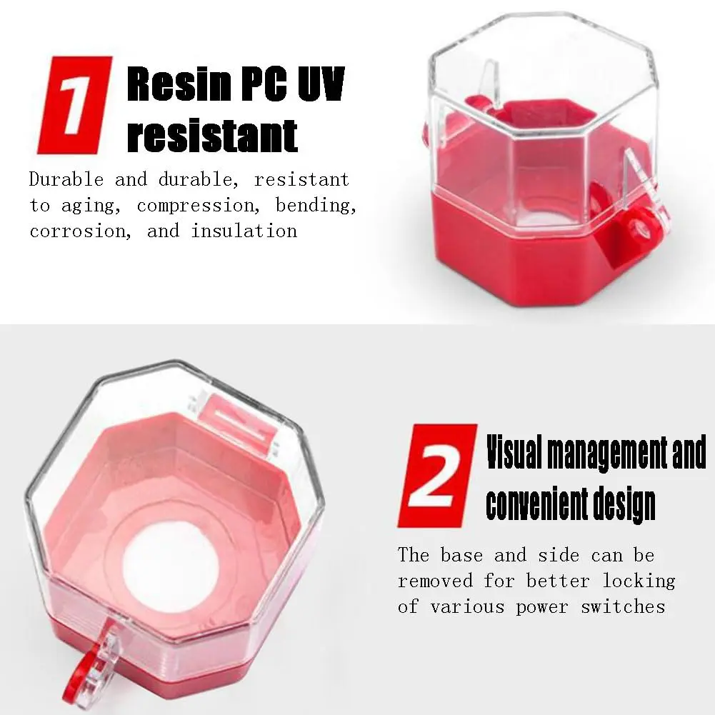 Hdtyyln Emergency Stop Protection Cover 55mm x 55mm x 77mm | Transparent Plastic Safety Cover - view 3