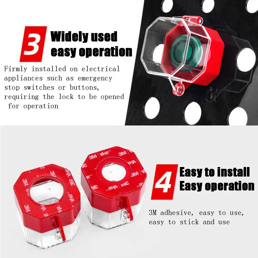 Hdtyyln Emergency Stop Protection Cover 55mm x 55mm x 77mm | Transparent Plastic Safety Cover - view 4