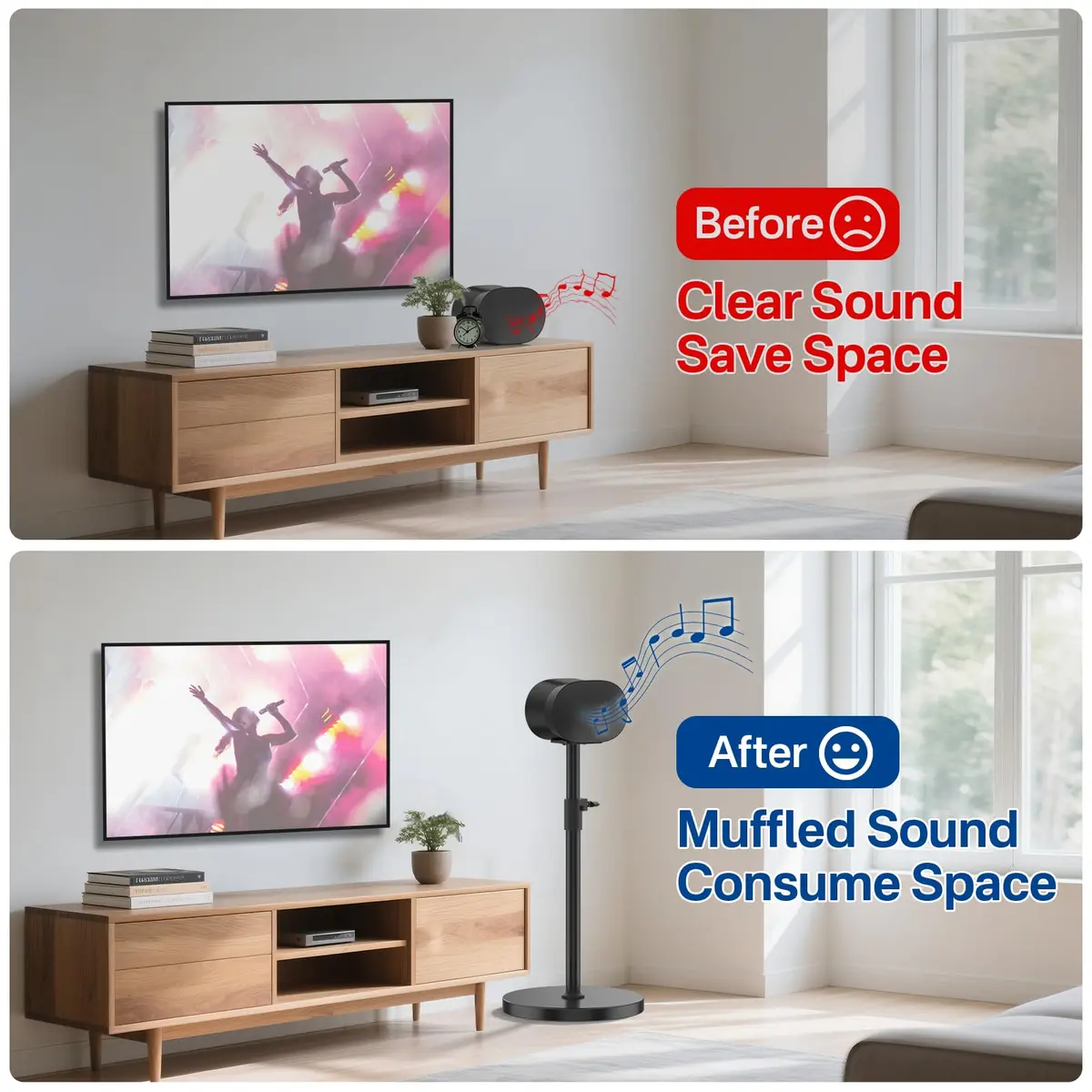 Chunxiao Heavy-Duty Speaker Stand for Sonos Era 300 | Black 1 Pack | 81cm (31.9") to 103cm (40.5") Height Adjustable - view 5