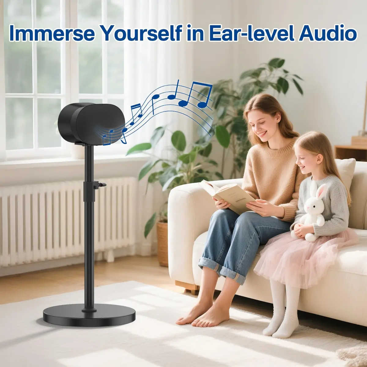 Chunxiao Heavy-Duty Speaker Stand for Sonos Era 300 | Black 1 Pack | 81cm (31.9") to 103cm (40.5") Height Adjustable - view 6