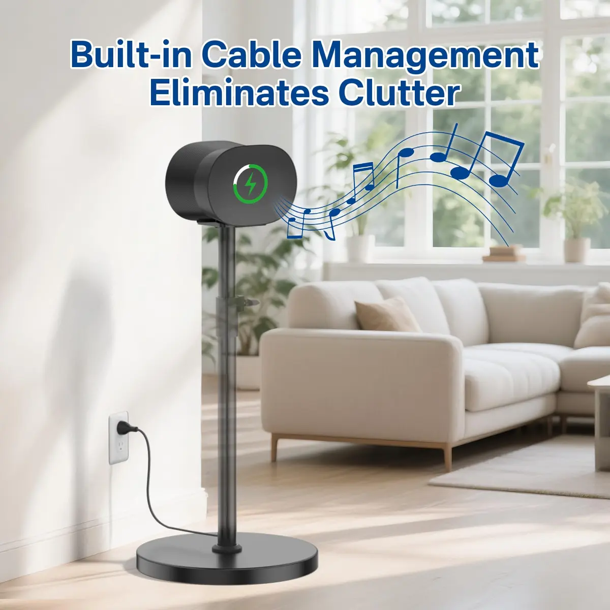 Chunxiao Heavy-Duty Speaker Stand for Sonos Era 300 | Black 1 Pack | 81cm (31.9") to 103cm (40.5") Height Adjustable - view 4