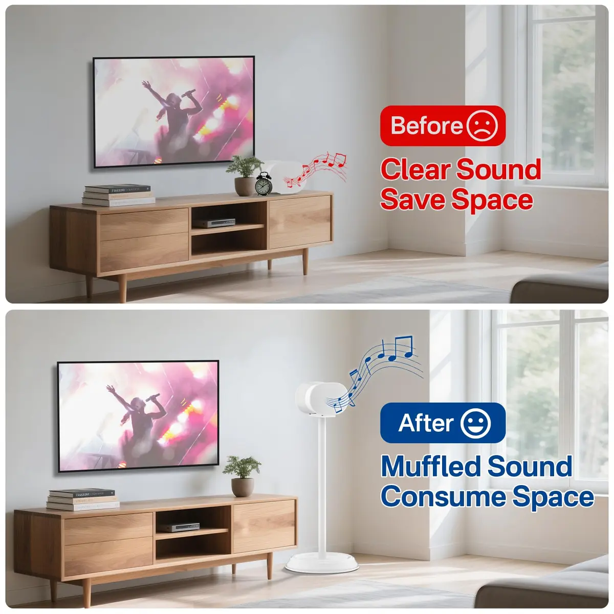 Chunxiao Heavy-Duty Speaker Stand for Sonos Era 300, White | 99.9 cm (39.4 Inches) Floor Speaker Stand with Cable Management - view 5