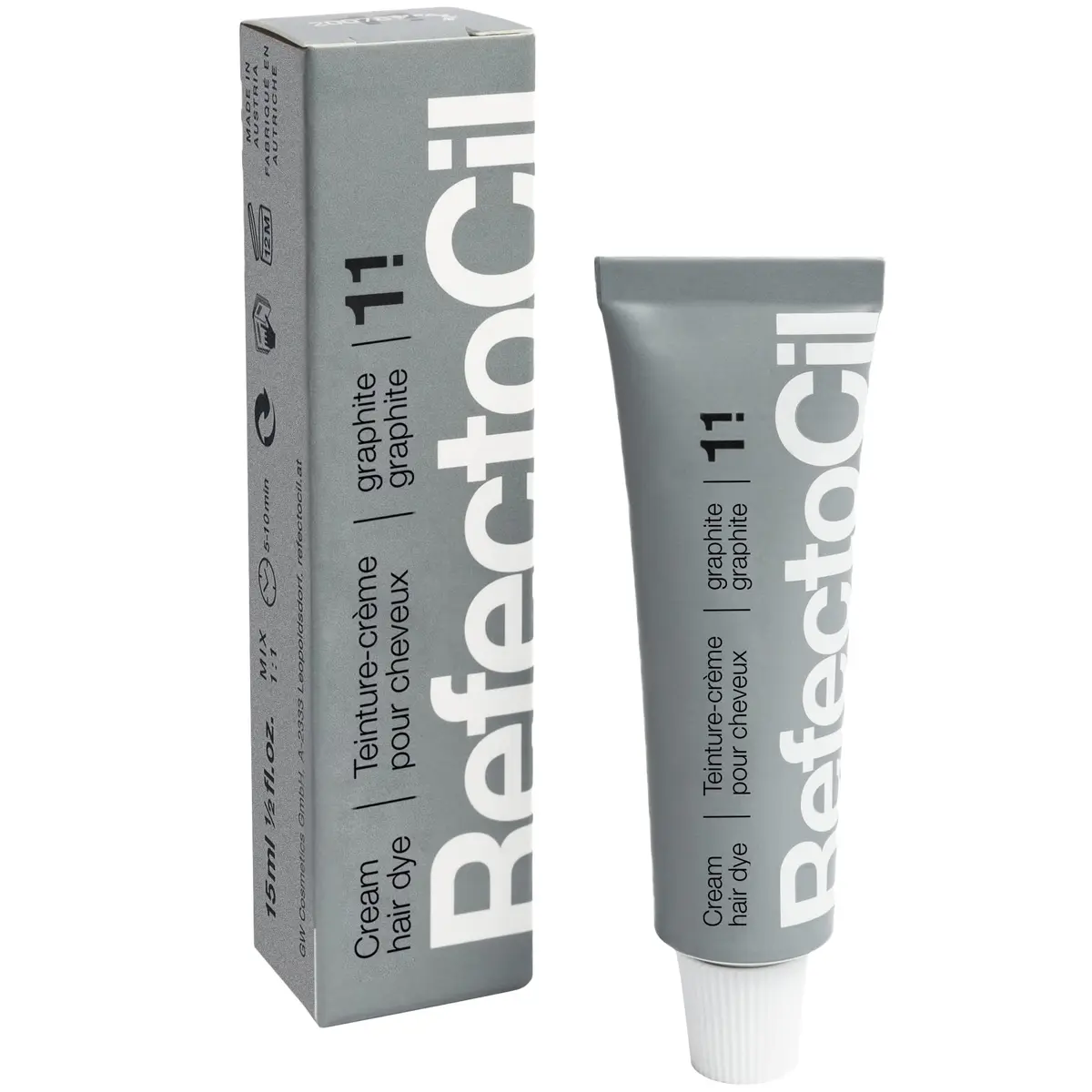 RefectoCil Hair Tinting Kit – Cream Dye + Liquid Developer – Graphite #1.1 | Semi-Permanent Hair Color for Grey & White Hair (1 Fl Oz) - view 2