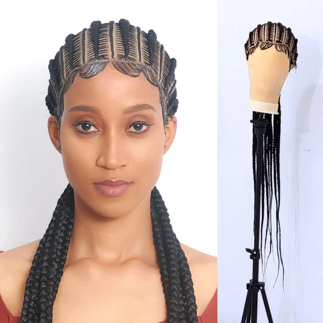 Wow Braids 32" Full 360 HD Lace Front Cornrow Braided Wig for Women | Synthetic Handmade Edgy Style - main product image