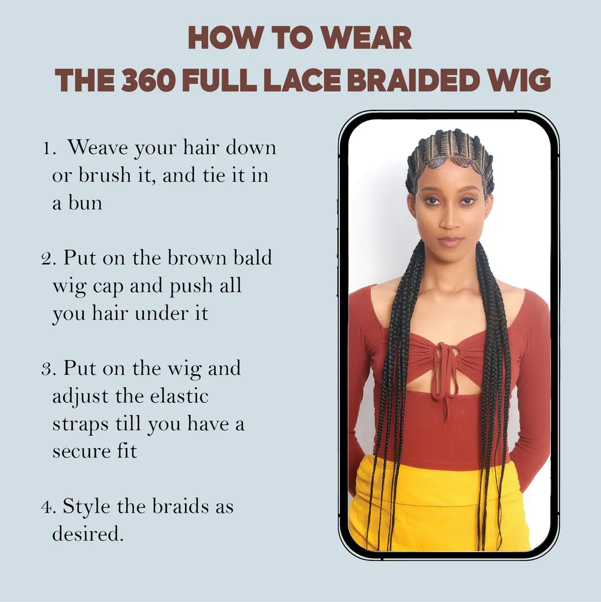 Wow Braids 32" Full 360 HD Lace Front Cornrow Braided Wig for Women | Synthetic Handmade Edgy Style - view 7