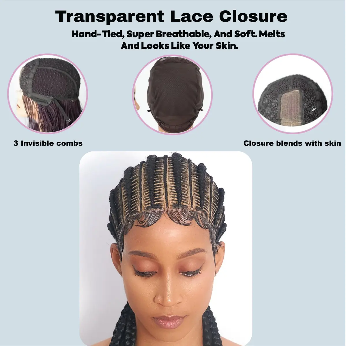 Wow Braids 32" Full 360 HD Lace Front Cornrow Braided Wig for Women | Synthetic Handmade Edgy Style - view 3