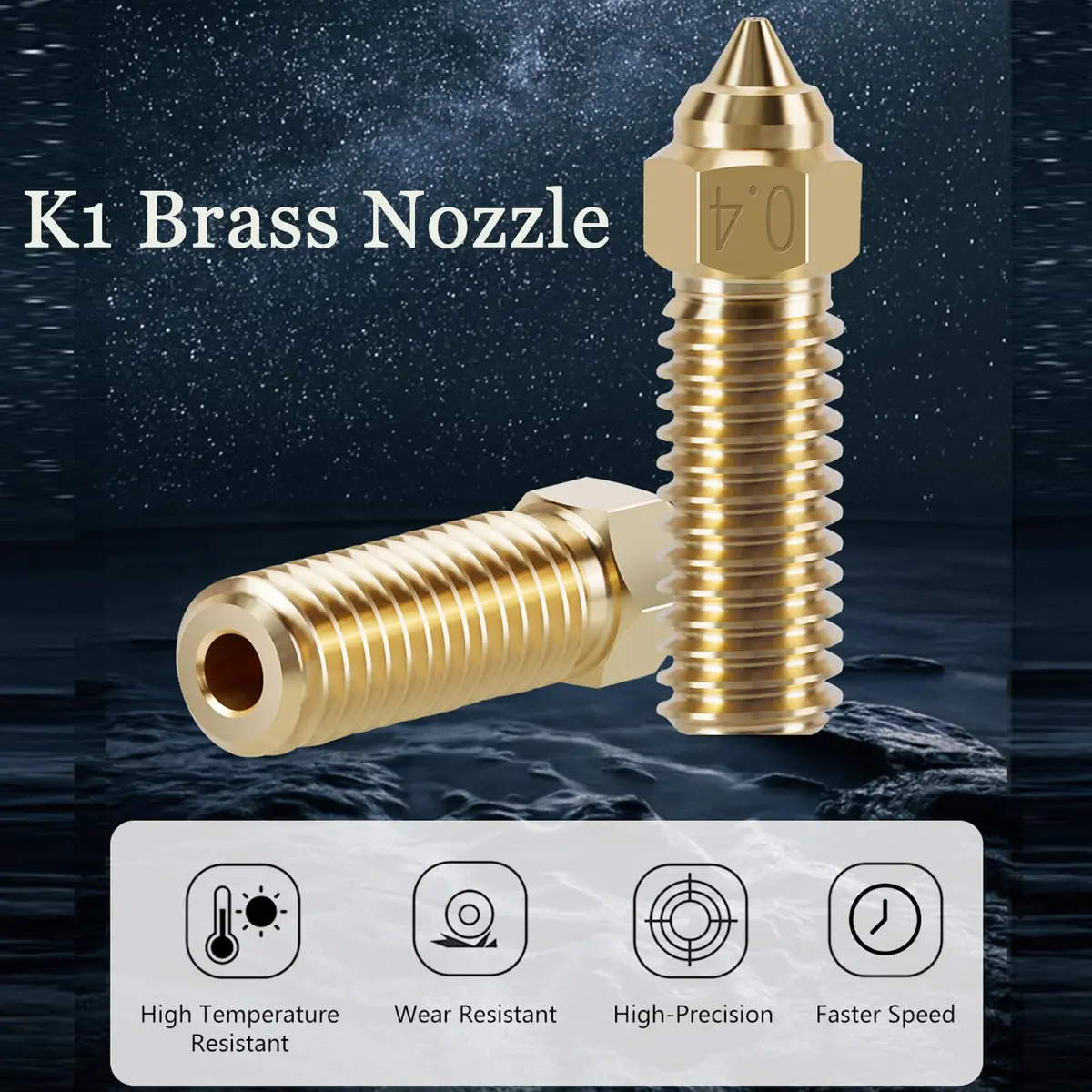 LANKEGU 10PCS Brass Nozzles Kit 0.4mm | High Speed 3D Printer Nozzle for Creality K1, K1 Max, CR-M4 - view 6