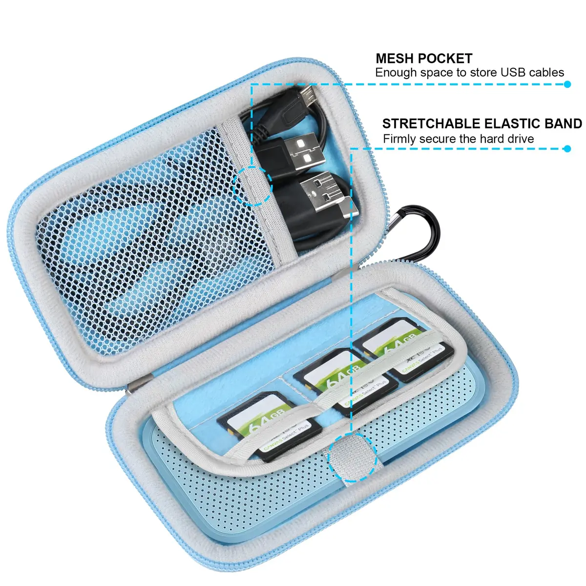 Lacdo Hard Carrying Case for SanDisk Portable SSD 500GB | Shockproof Water-Resistant Travel Bag - view 4